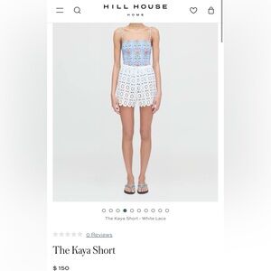 NWT Hill House - Kaya shorts, size Large, in “White Lace.”